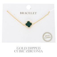 GOLD-DIPPED ENAMEL QUATREFOIL BRACELET