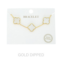 GOLD DIPPED ENAMEL QUATREFOIL STATION BRACELET