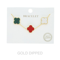 GOLD DIPPED ENAMEL QUATREFOIL STATION BRACELET