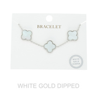 GOLD DIPPED ENAMEL QUATREFOIL STATION BRACELET