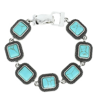 WESTERN TURQUOISE SQUARE CONCHO LINK BRACELET