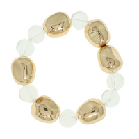 CHUNKY HAMMERED METAL BEAD STRETCH BRACELET