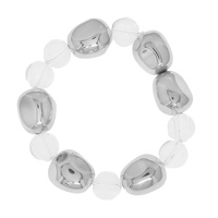 CHUNKY HAMMERED METAL BEAD STRETCH BRACELET