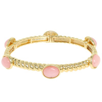 GOLD-TONE SEMIPRECIOUS STONE CUFF BANGLE BRACELET