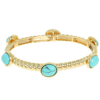 GOLD-TONE SEMIPRECIOUS STONE CUFF BANGLE BRACELET