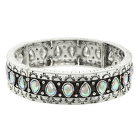 WESTERN PEAR CUT CRYSTAL STRETCH BRACELET