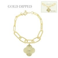 GOLD PLATED TEXTURED QUATREFOIL BRACELET