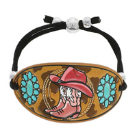 WESTERN COWBOY BOOTS TOOLED LEATHER BRACELET