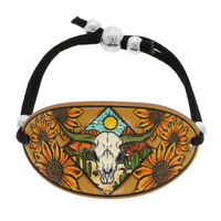 WESTERN STEER HEAD TOOLED LEATHER BRACELET