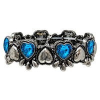 WESTERN JEWELED HEART PATTERN STRETCH BRACELET
