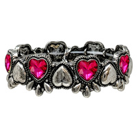 WESTERN JEWELED HEART PATTERN STRETCH BRACELET