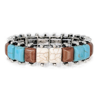 WESTERN SQUARE TURQUOISE STRETCH BRACELET