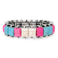WESTERN SQUARE TURQUOISE STRETCH BRACELET