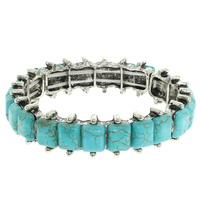 WESTERN SQUARE TURQUOISE STRETCH BRACELET