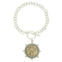 GOLD PLATED CROSS MEDALLION BRACELET