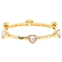 JEWELED HEART STATION HINGE BRACELET