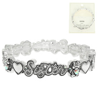 Family Message Ball w/Rhinestone D/S BR - Sister