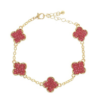RHINESTONE CLOVER STATION BRACELET