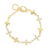 JEWELED CROSS TOGGLE BRACELET