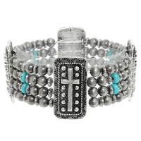 WESTERN RECTANGLE CROSS CONCHO BRACELET