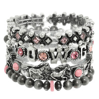 WESTERN JEWELED BEADED COWGIRL BRACELET SET
