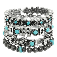 WESTERN JEWELED BEADED COWGIRL BRACELET SET
