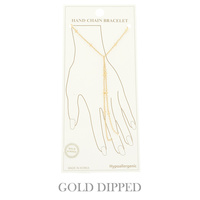 GOLD PLATED CROSS CHARM HAND BRACELET