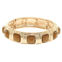 COLORED SQUARE STONE STRETCH BRACELET