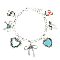 WESTERN BOW AND HEART CHARM BRACELET