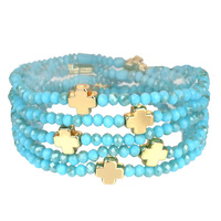 MULTI LAYER CROSS CHRAM BEAD BRACELET