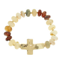 CROSS CHARM BEAD STRETCH BRACELET