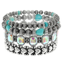 WESTERN HEART BEAD BRACELET SET