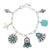 WESTERN TURQUOISE CRYSTAL CHARM BRACELET