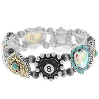WESTERN EIGHT BALL HEART BRACELET