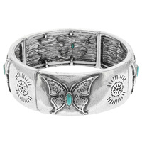 WESTERN BUTTERFLY TURQUOISE STRETCH BRACELET