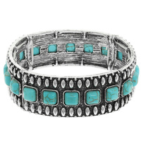 WESTERN SQUARE STONE STRETCH BRACELET