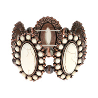 WESTERN TURQUOISE SQUASH BLOSSOM  STRETCH BRACELET