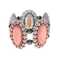 WESTERN TURQUOISE SQUASH BLOSSOM  STRETCH BRACELET