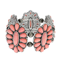 WESTERN TURQUOISE SQUASH BLOSSOM  STRETCH BRACELET