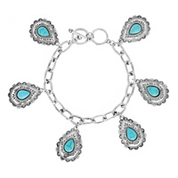 CONCHO WESTERN STYLE TURQUOISE CHARMS TOGGLE BRACELET