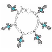 CROSS WESTERN STYLE TURQUOISE CHARMS TOGGLE BRACELET