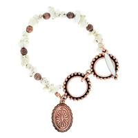 CONCHO WESTERN STYLE CHARM PEBBLE TURQUOISE  BEAD TOGGLE BRACELET