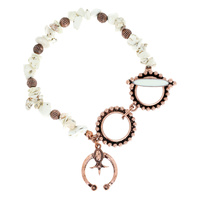 SQUASH BLOSSOM WESTERN STYLE CHARM PEBBLE TURQUOISE  BEAD TOGGLE BRACELET