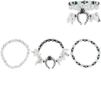 WESTERN THEME TURQUOISE AND NAVAJO PEARL BRACELET SET