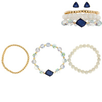 DRUZY STONE AGATE BEAD BRACELET AND EARRINGS SET