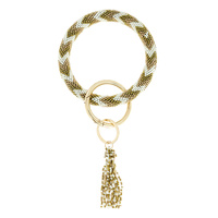 SEED BEAD KEYCHAIN WITH WRISTLET & KEYRING