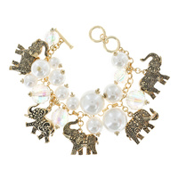 Animal Multi Charms w/pearl Toggle - Elephant