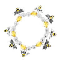 HONEY BEE CHARM BEAD STRETCH BRACELET