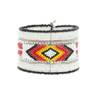 WESTERN NATIVE AMERICAN AZTEC SEED BEAD CUFF BANGLE BRACELET