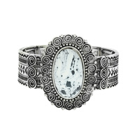 WESTERN STYLE OVAL SEMI PRECIOUSE STONE VINTAGE AZTEC TRIBAL STRETCH BRACELET